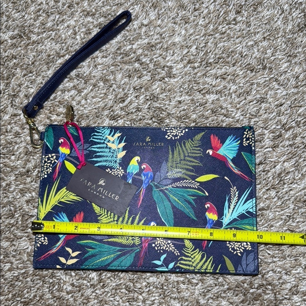 Sara Miller Clutch Cosmetic Pouch Tropical Parrot - Picture 2 of 6